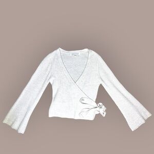 cupcakes & cashmere Lightest Blue Wrap Sweater